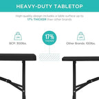 4ft Plastic Folding Table, Indoor Outdoor Heavy Duty Portable w/Handle, Lock for Picnic, Party, Camping - Black, alternate