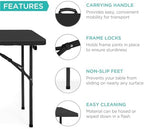 4ft Plastic Folding Table, Indoor Outdoor Heavy Duty Portable w/Handle, Lock for Picnic, Party, Camping - Black, alternate