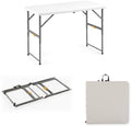 4FT Portable Folding Table, One-Handed Height Adjustment,4 Heights in White