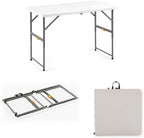 4FT Portable Folding Table, One-Handed Height Adjustment,4 Heights in White