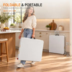 4FT Portable Folding Table, One-Handed Height Adjustment,4 Heights in White, alternate view 7