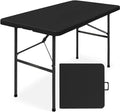 4ft Portable Plastic Folding Table - Indoor & Outdoor Heavy-Duty Foldable Utility Table w/Handle for Party &