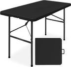 4ft Portable Plastic Folding Table - Indoor & Outdoor Heavy-Duty Foldable Utility Table w/Handle for Party &