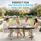 4ft Portable Plastic Folding Table - Indoor & Outdoor Heavy-Duty Foldable Utility Table w/Handle for Party &, alternate view