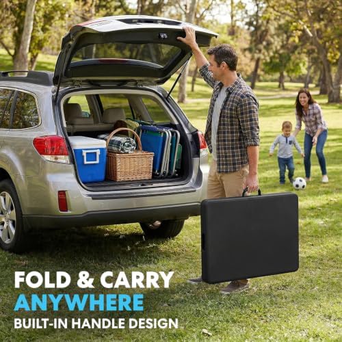 4ft Portable Plastic Folding Table - Indoor & Outdoor Heavy-Duty Foldable Utility Table w/Handle for Party &, alternate view