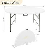4FT Round Folding Table White Fold-in-Half with Carrying Handle Portable Plastic Table for Outdoor or Indoor, alternate view