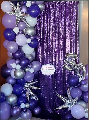 4FT x 7FT Purple Sequin Backdrop | Photobooth Background | Wedding & Event Decor | Rustic & Elegant Sequin, alternate view 2