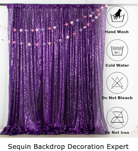 4FT x 7FT Purple Sequin Backdrop | Photobooth Background | Wedding & Event Decor | Rustic & Elegant Sequin, alternate view 5