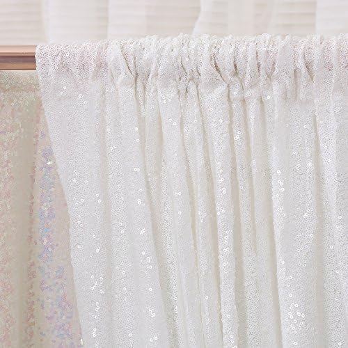 4FT x 7FT White Sequin Photography Backdrop Curtain for Party Decoration, White in 4x7 ft in White, alternate view 4