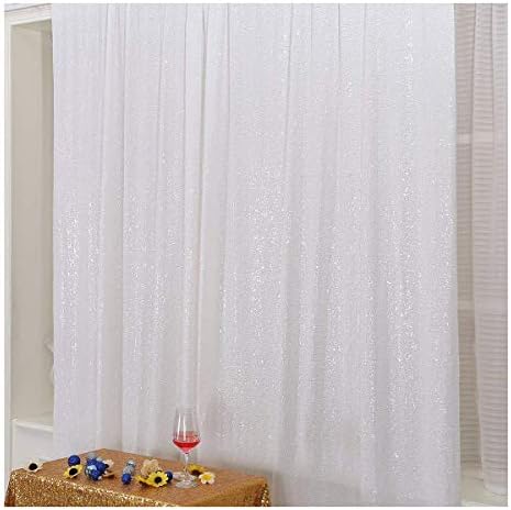 4FT x 7FT White Sequin Photography Backdrop Curtain for Party Decoration, White in 4x7 ft in White, alternate view 6