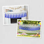 4P Blue Foil Fringe Metallic Tassel Streamers Banner Tassel Garland for Parade Floats, Bachelorette, Wedding, alternate view