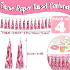 4P Light Pink Foil Fringe Metallic Tassel Streamers Banner Tassel Garland for Parade Floats, Bachelorette, alternate view 2