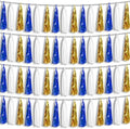 4P Navy-Blue White-Gold Foil Fringe Metallic Tassel-Garland, Tassels Banner Streamers for Parade Floats