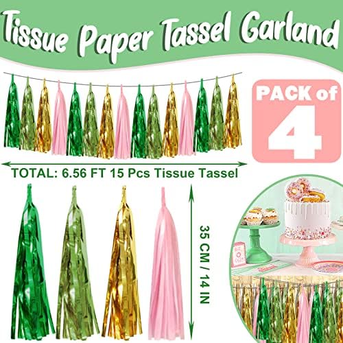 4P Pink-Gold Sage-Green Party-Decorations Foil Fringe Metallic Tassel Streamers Banner Tassel Garland for Parade, alternate