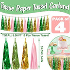 4P Pink-Gold Sage-Green Party-Decorations Foil Fringe Metallic Tassel Streamers Banner Tassel Garland for Parade, alternate