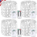 4Pack 100LED Fairy Lights Battery Operated with Remote, Cool White in Cool White