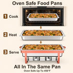 4Pack 11QT Chafing Dishes for Buffet, Total 44QT Set with 7 Food Pans in Rose Gold 4 Pack, alternate view 3
