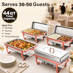 4Pack 11QT Chafing Dishes for Buffet, Total 44QT Set with 7 Food Pans in Rose Gold 4 Pack, alternate view 5