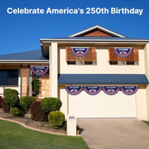 4Pack 2x4 Ft USA 250th Anniversary Bunting Fan Flags, 1776-2026 250 Years of Freedom Patriotic Banner, 4th of, alternate view