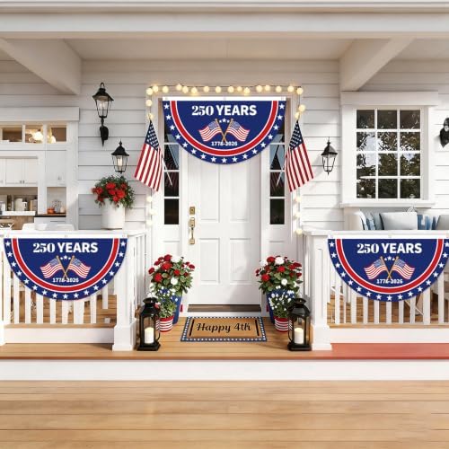 4Pack 2x4 Ft USA 250th Anniversary Bunting Fan Flags, 1776-2026 250 Years of Freedom Patriotic Banner, 4th of, alternate view
