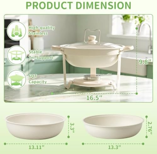 4Pack 6QT White Chafing Dishes for Buffet with Glass Lid in Silver and Golden, alternate view 2