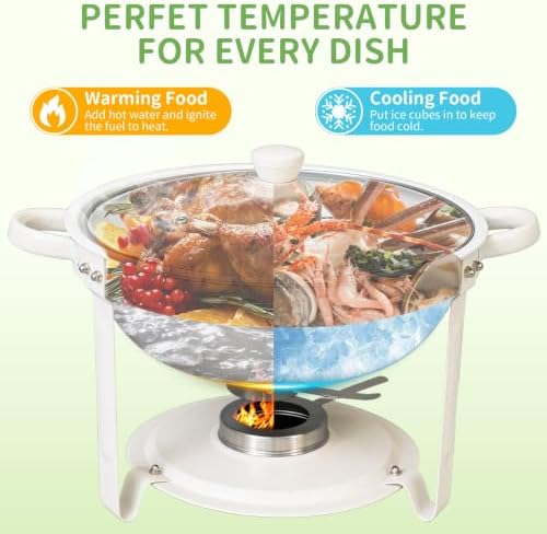 4Pack 6QT White Chafing Dishes for Buffet with Glass Lid in Silver and Golden, alternate view 3