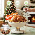 4Pack 6QT White Chafing Dishes for Buffet with Glass Lid in Silver and Golden, alternate view 4