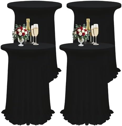 4Pack Black Cocktail Table Tablecloth 32"x 43" Cocktail Table Covers