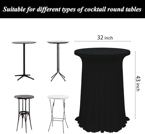 4Pack Black Cocktail Table Tablecloth 32"x 43" Cocktail Table Covers, alternate view 3