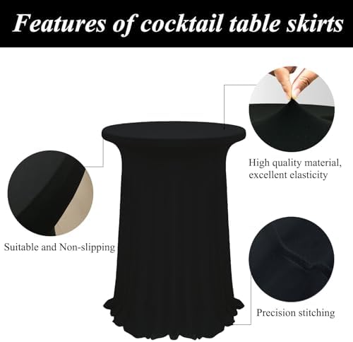 4Pack Black Cocktail Table Tablecloth 32"x 43" Cocktail Table Covers, alternate view 4