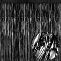 4Pack Black Foil Fringe Curtain, Black Backdrop for Halloween Decorations