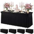 4Pack Black Spandex Tablecloth for 6FT Rectangle Table, Table Skirt
