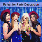 4Pack Blue Foil Fringe Curtain, Blue Streamers Backdrop Party Decorations, alternate view 3