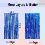 4Pack Blue Foil Fringe Curtain, Blue Streamers Backdrop Party Decorations, alternate view 5