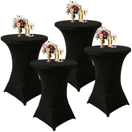 4Pack Cocktail Table Covers 32x43Inch Black Cocktail Table Tablecloths in 32x43Inch