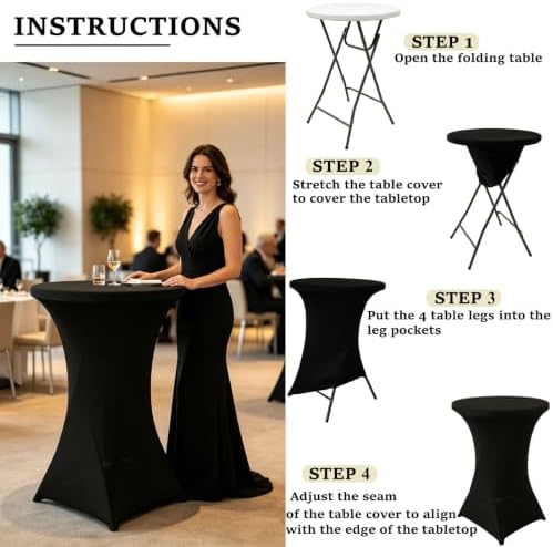 4Pack Cocktail Table Covers 32x43Inch Black Cocktail Table Tablecloths in 32x43Inch, alternate view 4