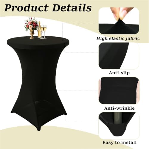 4Pack Cocktail Table Covers 32x43Inch Black Cocktail Table Tablecloths in 32x43Inch, alternate view 5