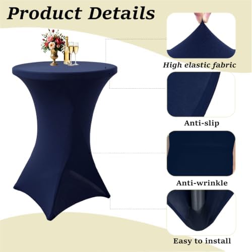 4Pack Cocktail Table Covers 32x43Inch Navy Blue Cocktail Table Tablecloths in 32x43Inch in Navy Blue, alternate view 4