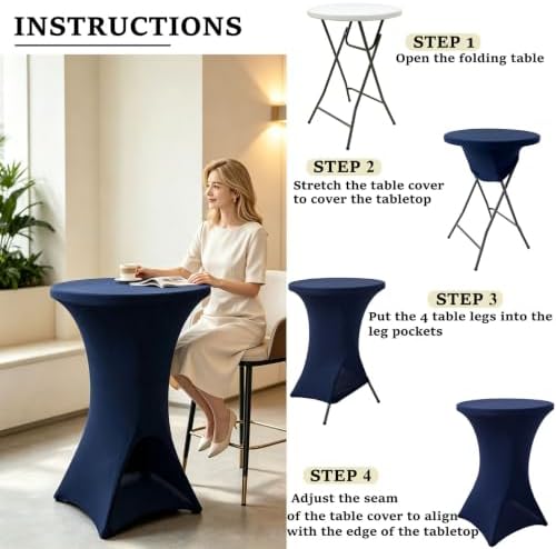 4Pack Cocktail Table Covers 32x43Inch Navy Blue Cocktail Table Tablecloths in 32x43Inch in Navy Blue, alternate view 6