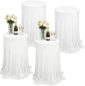 4Pack Cocktail Table Tablecloth with Skirts 32 x 43Inch Soft Fabric Round High Top Table Cover Stretch Reusable