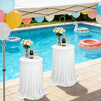 4Pack Cocktail Table Tablecloth with Skirts 32 x 43Inch Soft Fabric Round High Top Table Cover Stretch Reusable, alternate