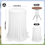 4Pack Cocktail Table Tablecloth with Skirts 32 x 43Inch Soft Fabric Round High Top Table Cover Stretch Reusable, alternate