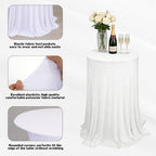 4Pack Cocktail Table Tablecloth with Skirts 32 x 43Inch Soft Fabric Round High Top Table Cover Stretch Reusable, alternate