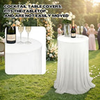4Pack Cocktail Table Tablecloth with Skirts 32 x 43Inch Soft Fabric Round High Top Table Cover Stretch Reusable, alternate
