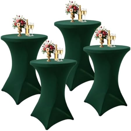 4Pack Forest Green Cocktail Table Covers 32x43Inch Cocktail Tablecloths in 32x43Inch in Forest Green