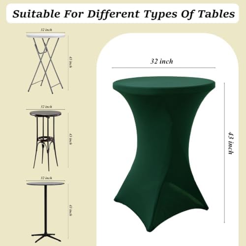 4Pack Forest Green Cocktail Table Covers 32x43Inch Cocktail Tablecloths in 32x43Inch in Forest Green, alternate view 3