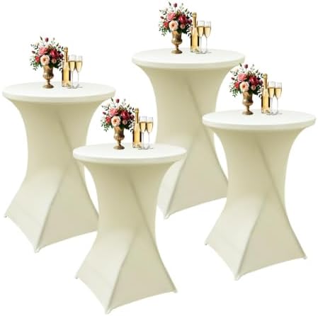 4Pack Ivory Cocktail Table Covers 32x43Inch Cocktail Table Tablecloths in 32x43Inch