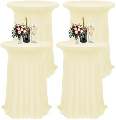 4Pack Ivory Cocktail Table Tablecloth 32"x 43" Cocktail Table Cover