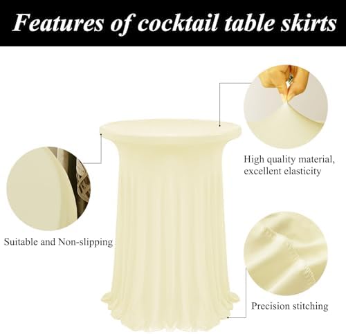 4Pack Ivory Cocktail Table Tablecloth 32"x 43" Cocktail Table Cover, alternate view 4