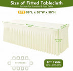 4Pack Ivory Spandex Tablecloth for 8FT Rectangle Table, Table Skirt, alternate view 3